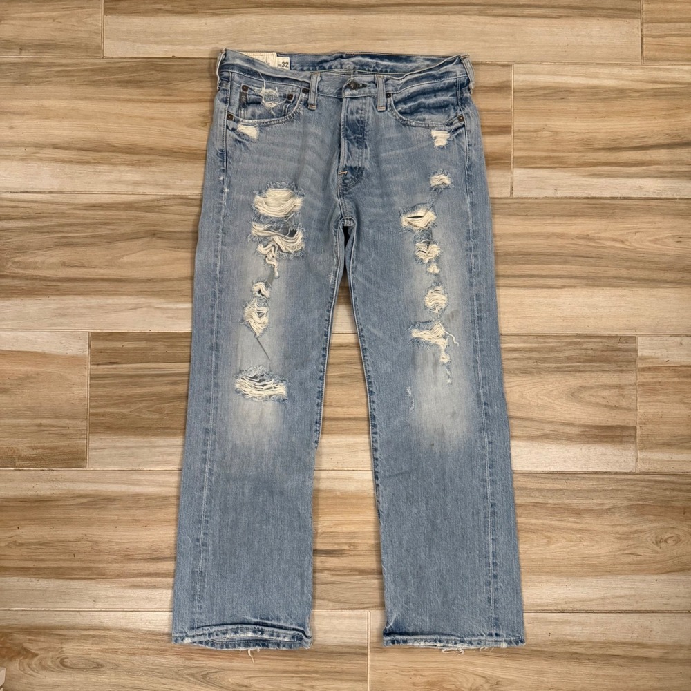 Vintage Y2K Abercrombie Kilburn Low‎ Rise Bootcut Jeans 32x30 Grunge Distressed
